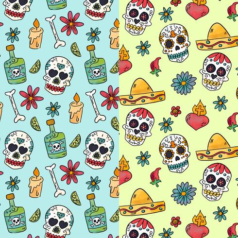 Cute Pattern Day Of Dead With Sugar Skulls vector