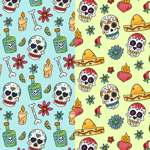 Cute Pattern Day Of Dead con Sugar Skulls vector