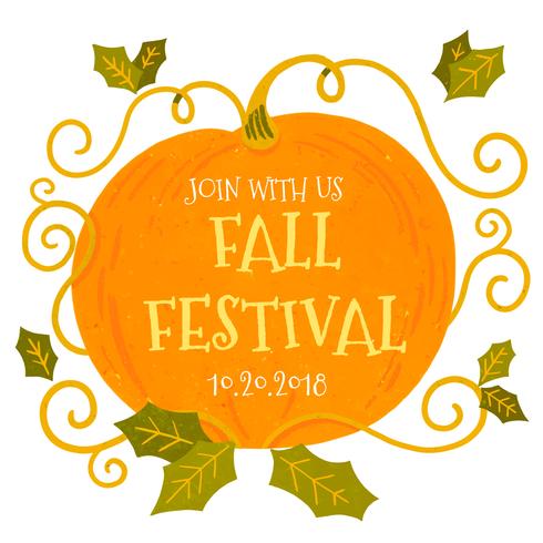 Cute Pumpkin With Leaves To Fall Festival vector