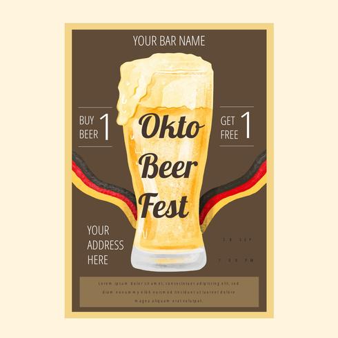 Watercolor Oktoberfest Flyer vector