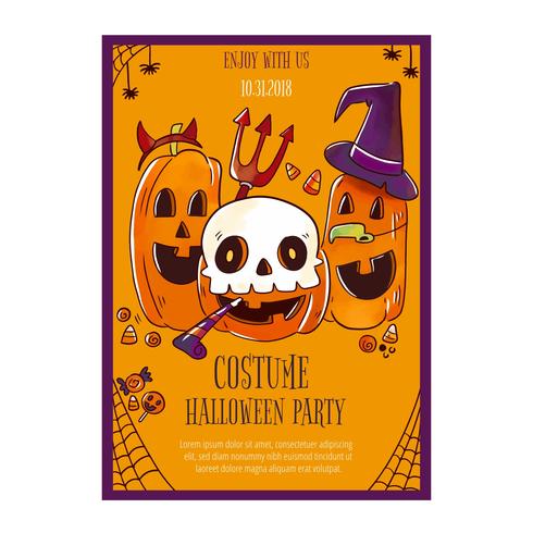 Lindo Flyer de Halloween con calabazas vector