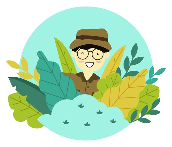 Hombre personaje en el vector de la selva