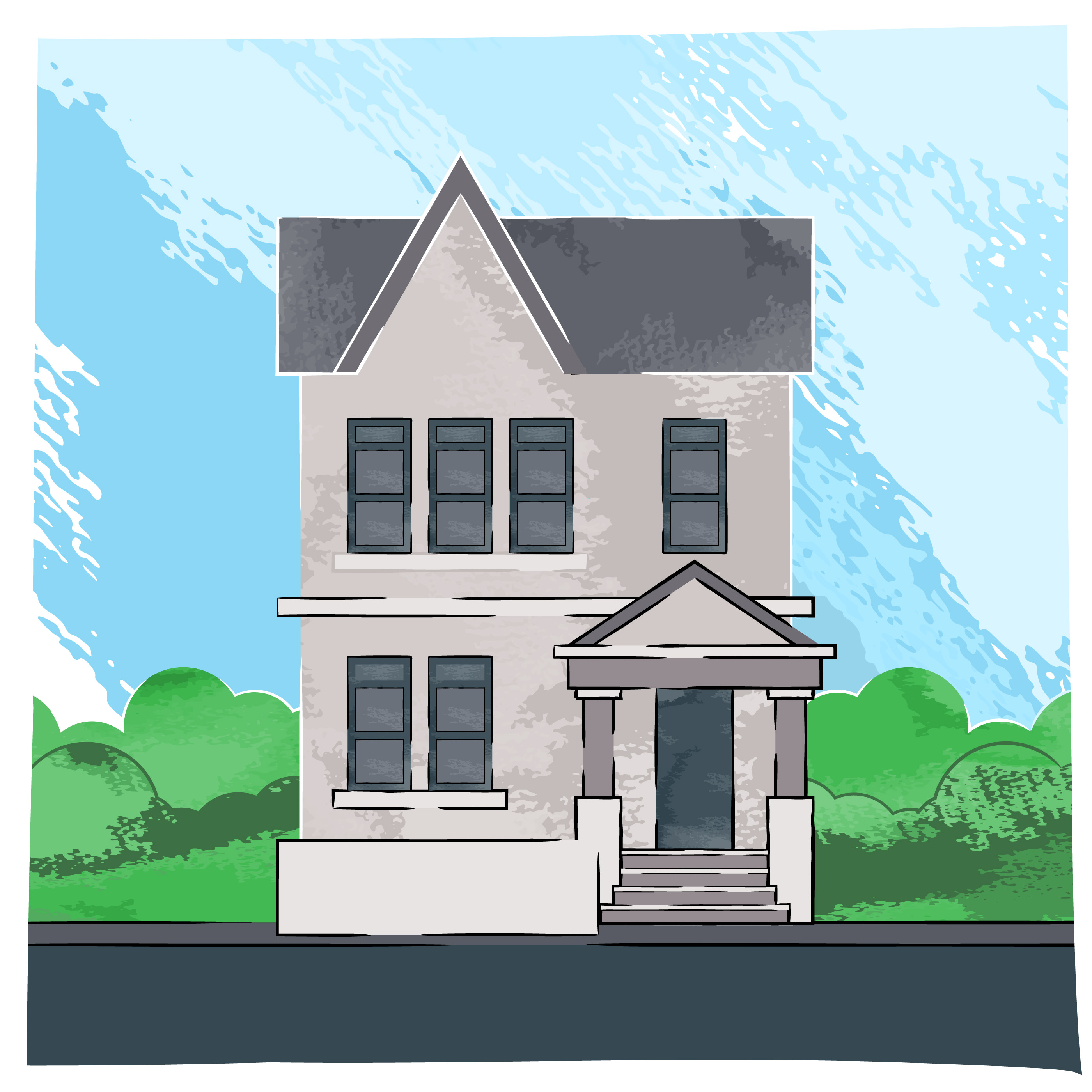 Hand Made Vector Sketch Of Old House Watercolor Artwork ...