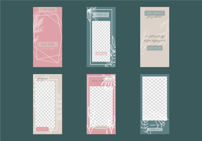 Hand-drawn Florals Instagram Stories template vector