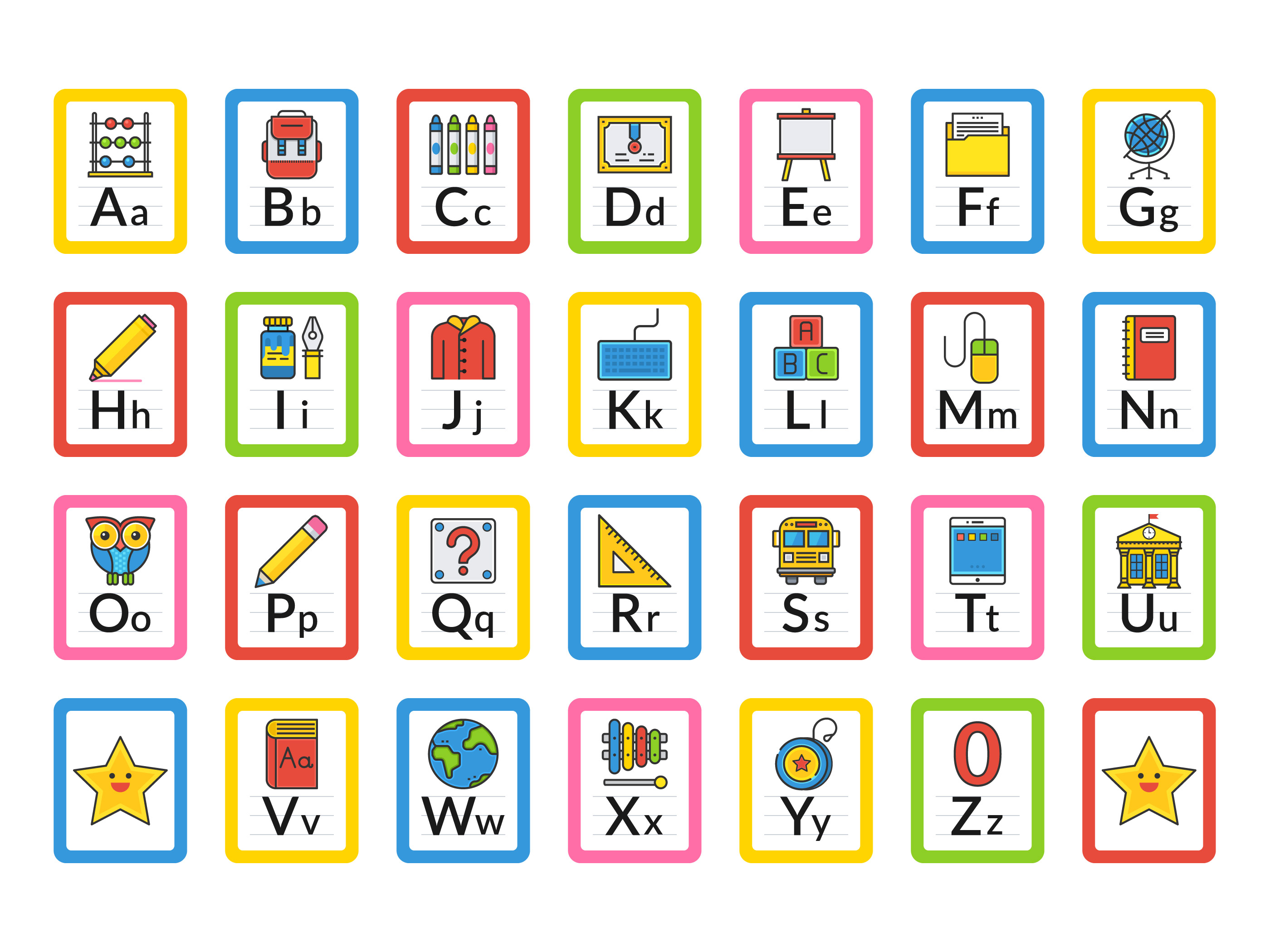 school-themed-alphabet-flash-cards-243067-vector-art-at-vecteezy