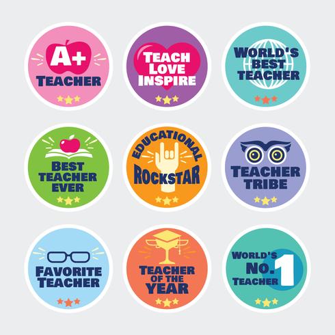 School Labels for Teachers and Motivational Slogans vector