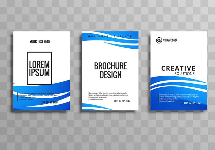 Modern blue wave business brochure template set vector