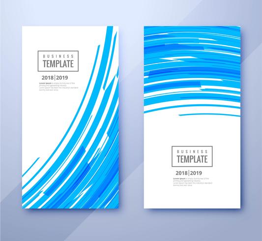 Abstract blue wave business template set banners vector design