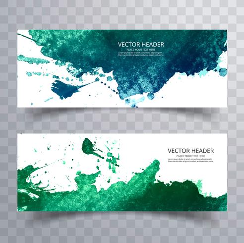 abstract paint brush colorful watercolor splash header set backg vector