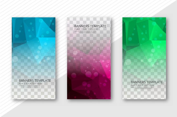 Abstract polygon transparent  banners set template vector