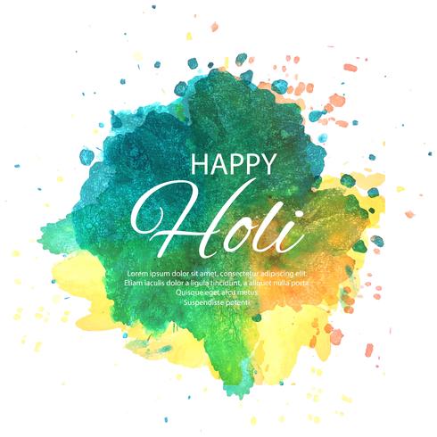 Watercolor imitation multicolored background with Happy Holi f vector