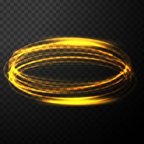 Abstrac glowing transparent golden light effect with circle wave vector