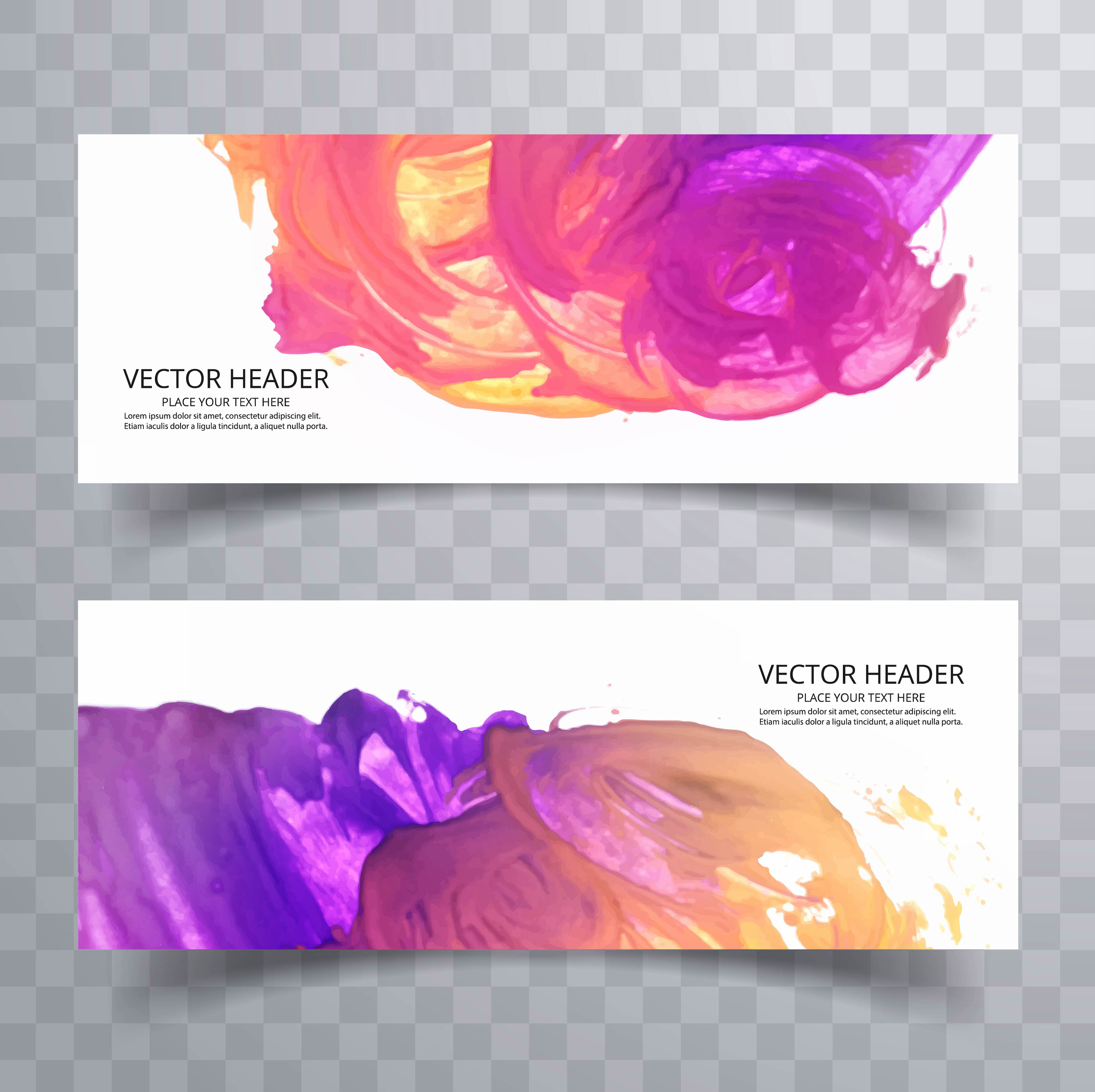 abstract paint brush colorful watercolor header set design 243666