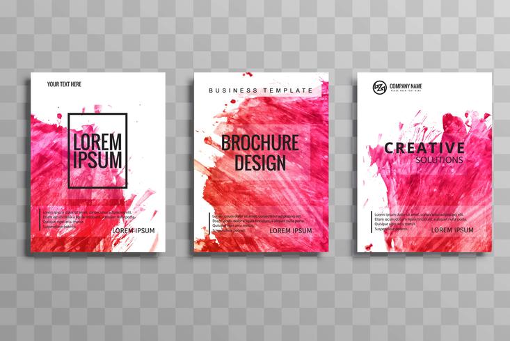 Modern watercolor business brochure set of cards vector design