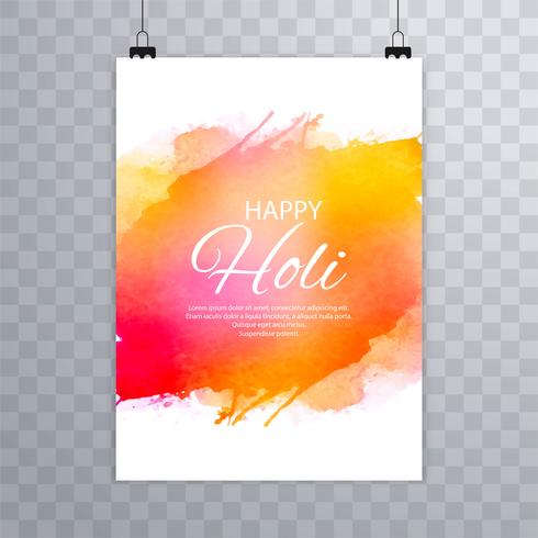 Happy holi festival holi folleto diseño vector