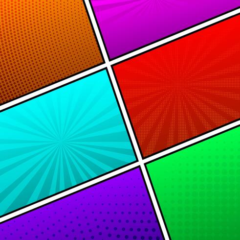 Beautiful six empty comic book pages colorful background illustr vector