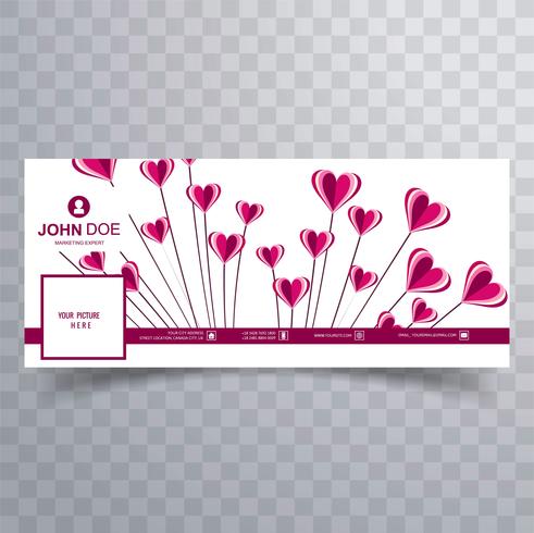 Abstract valentine's day facebook cover design illustration vector