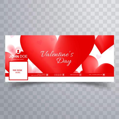 Abstract valentine's day facebook cover design illustration vector