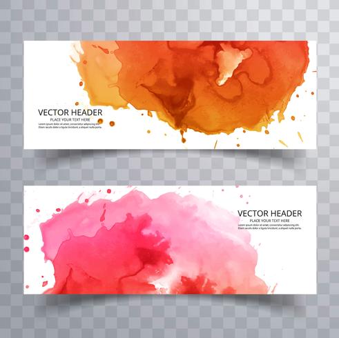 conjunto de banners acuarela coloridos modernos vector