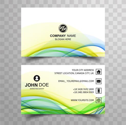 Abstract wave colorful business card template background vector