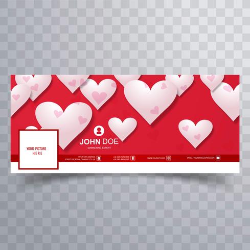 Abstract valentine's day facebook cover design illustration vector