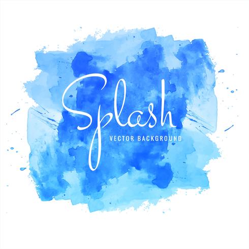 Mano hermosa pintura acuarela azul splash en diseño blanco vector