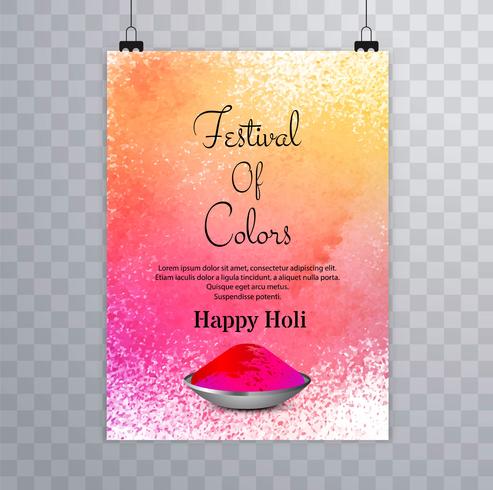 Happy holi festival.holi brochure splash colorful watercolors ba vector