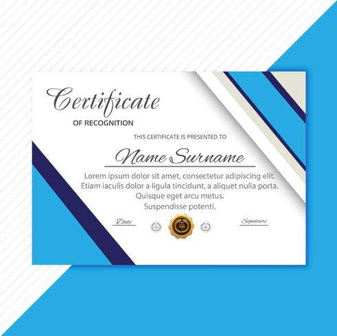 Fondo de diseño creativo certificado moderno vector