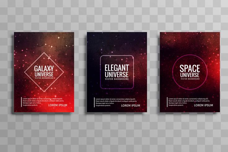 Conjunto de folletos de negocios coloridos estilizados galaxia abstracto vector