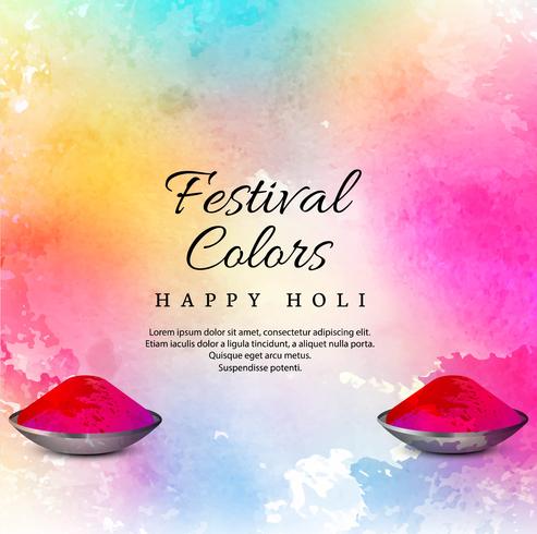 Watercolor imitation multicolored background with Happy Holi f vector