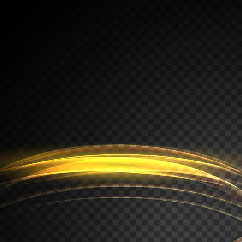 Abstrac glowing transparent golden light effect wave background vector