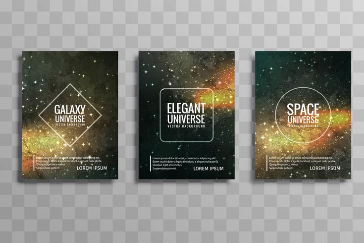 Beautiful galaxy colorful business brochure design set vector