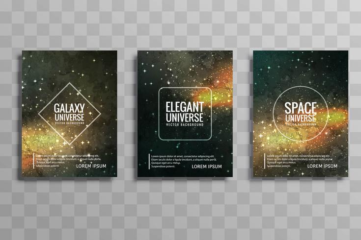 Conjunto de diseño de folleto empresarial hermosa galaxia colorido vector