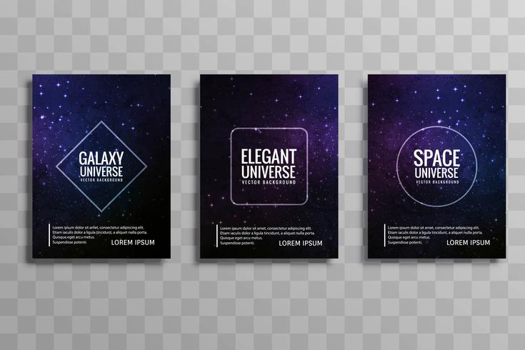 Conjunto de diseño de folleto empresarial hermosa galaxia colorido vector