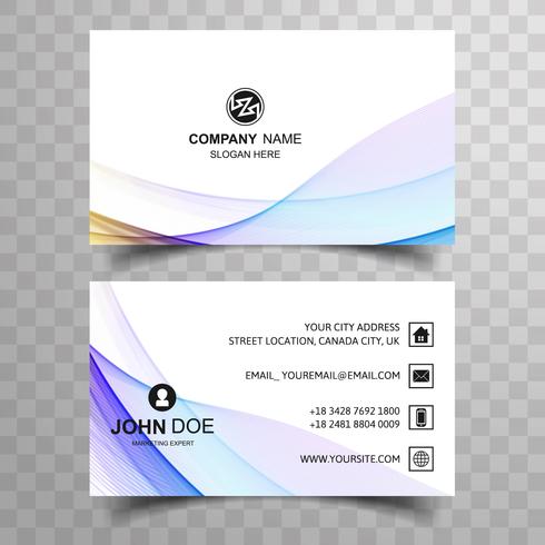 Diseño de onda línea abstracta hermosa tarjeta de visita colorida vector