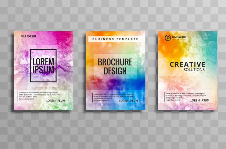 Beautiful watercolor business brochure colorful set of cards vec vector