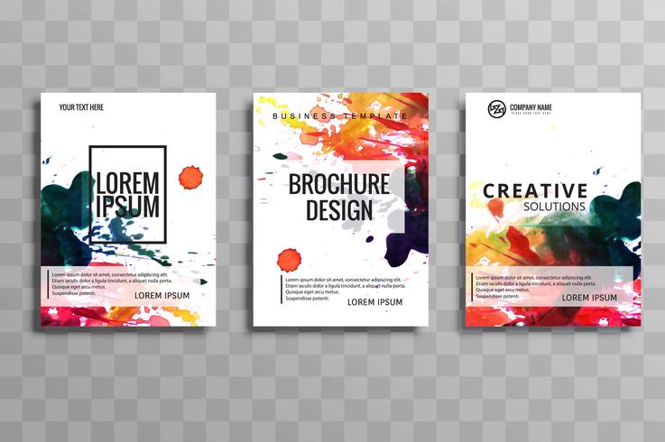 Modern watercolor business brochure set of cards vector design