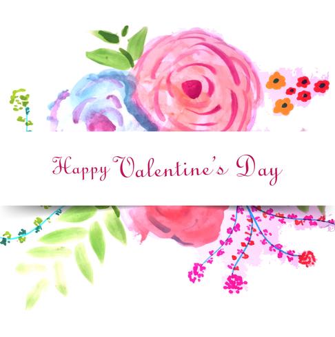 Happy Valentine's day colorful floral love card design vector