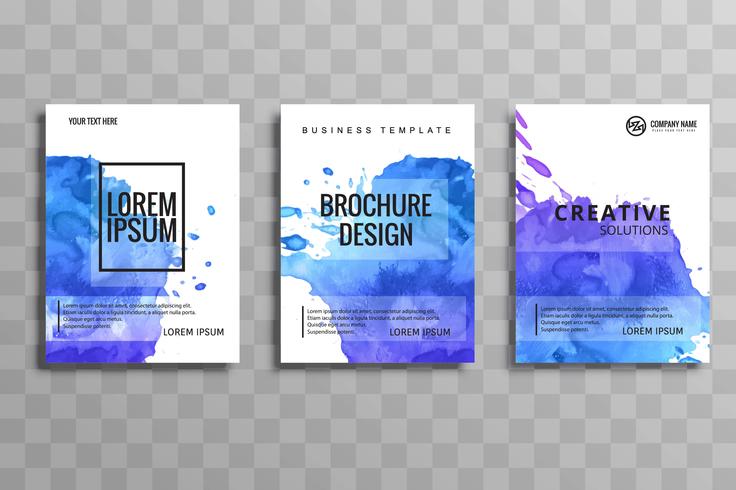 Modern colorful watercolor business brochure set vector