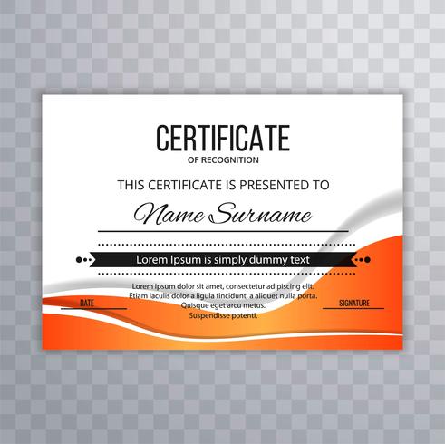 Certificate Premium template awards diploma creative wave design vector