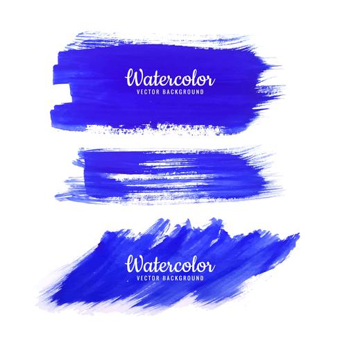 Abstract blue watercolor strokes set and texture design vector