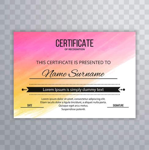 Certificate Premium template awards diploma colorful watercolor  vector