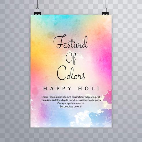 Happy holi festival.holi brochure splash colorful watercolors ba vector