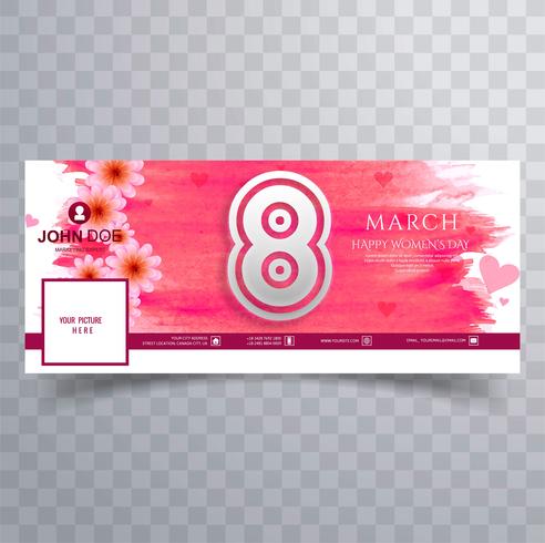 Women's day facebook cover with watercolor design vector
