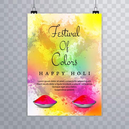 Hermosa textura folleto colorido celebración indio holi tarjeta vector