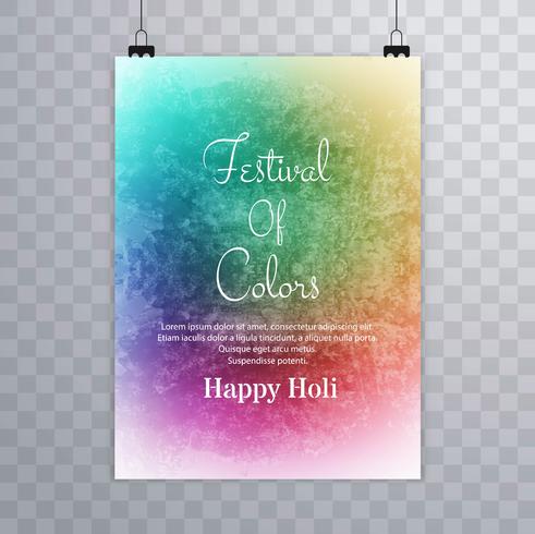 Happy holi festival. diseño de folleto holi blanco vector