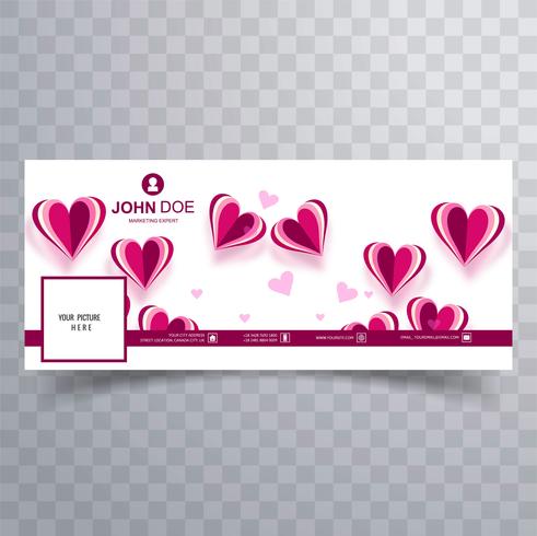 Abstract valentine's day facebook cover design illustration vector