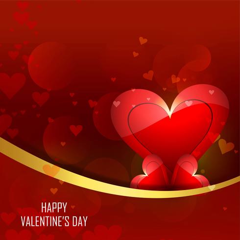 Valentines heart colorful background with shiny wave vector