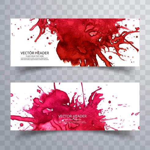 abstract paint brush colorful watercolor splash header set desig vector