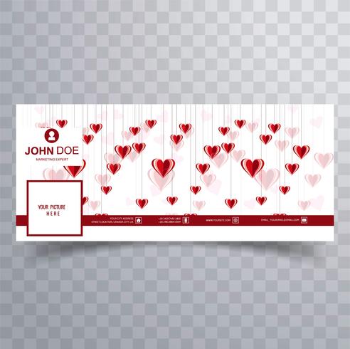 Ilustración abstracta del diseño de la cubierta del facebook del día de San Valentín vector